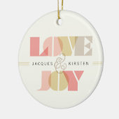Love And Joy Geoタイポグラフィ澄ん写真結婚s セラミックオーナメント (左)