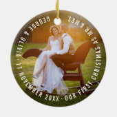 Love And Joy Geoタイポグラフィ澄ん写真結婚s セラミックオーナメント (裏面)