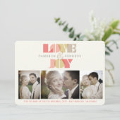 Love And Joy Geo 澄んタイポグラフィ4写真結婚s シーズンカード (スタンド正面)