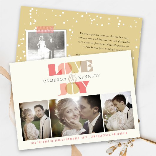 Love And Joy Geo 澄んタイポグラフィ4写真結婚s シーズンカード