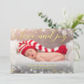 Love and Joy Holiday Photo with Snowflake 縁ど シーズンカード (スタンド正面)