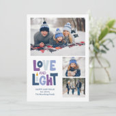"Love and Light" 3フォトコラージュHappy Hanukka シーズンカード (スタンド正面)