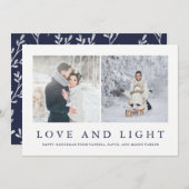 Love and Light | Modern Hanukkah Two Photo シーズンカード (正面/裏面)