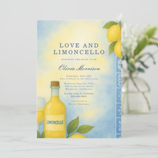 Love and Limoncello Italian QR Code Bridal Shower 招待状 (スタンド正面)