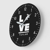 Love And Live Athletics Track And Field Sports Fan ラージ壁時計 (傾斜)