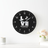 Love And Live Athletics Track And Field Sports Fan ラージ壁時計 (ホーム)