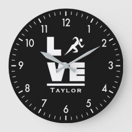 Love And Live Athletics Track And Field Sports Fan ラージ壁時計
