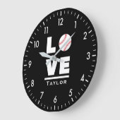 Love And Live Baseball Sports Fan Custom Name ラージ壁時計 (傾斜)