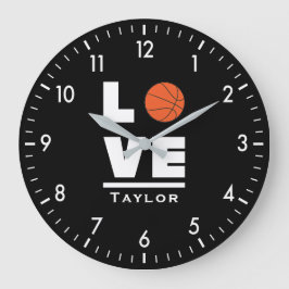 Love And Live Basketball Sports Fan Custom Name ラージ壁時計