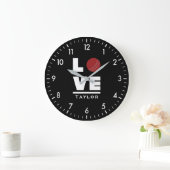 Love And Live Cricket Sports Fan Custom Name ラージ壁時計 (ホーム)