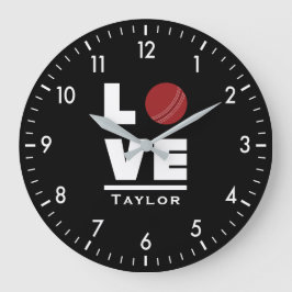 Love And Live Cricket Sports Fan Custom Name ラージ壁時計