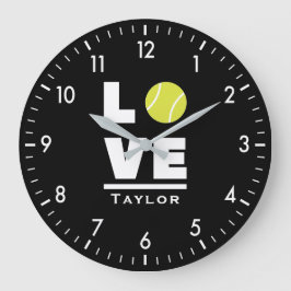 Love And Live Tennis Sports Fan Custom Name ラージ壁時計