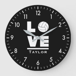 Love And Live Volleyball Sports Fan Custom Name ラージ壁時計