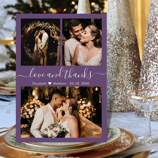 Love and Mauve写真感謝していコラージュありがとう サンキューカード