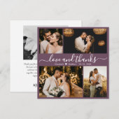 Love and Mauve感謝してい Photo結婚's サンキューカード (正面/裏面)