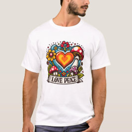 Love and Peace Heart – Inspirational Tシャツ
