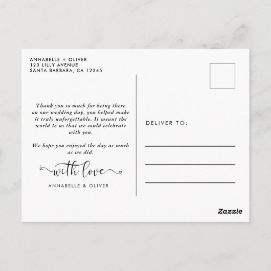 Love And Photo Collage感謝していが結婚お礼 ポストカード (裏面)