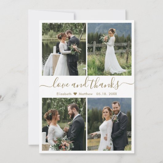 Love and Script 感謝してい Photo Collageの結婚感謝していs サンキューカード (正面)