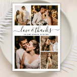 Love and Script 感謝してい Photo Collageの結婚感謝していs サンキューカード<br><div class="desc">手エレガントでレタ結婚ーの写真コラージュサンキューカード。ミニマル5モダン枚の写真を前面に、1結婚枚の写真を背面に配置したサンキューカードテンプレート。白い背景に黒の美しい手感謝していのレタリングタイポグラフィのスクリプトフォントで文字"愛と"と。あなたの名前、写真とメッセージ感謝していをコステム化しなさい。ノートもしを手書きしたい場合は、サンプル文字を削除して宇宙を増やす。こ連絡のもしデザインでお願い。</div>