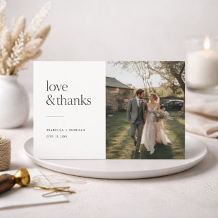 Love and Thanks   シンプルな写真の結婚式 サンキューカード