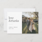 Love and Thanks | シンプルな写真の結婚式 サンキューカード (正面)