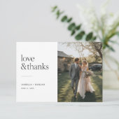 Love and Thanks | シンプルな写真の結婚式 サンキューカード (スタンド正面)