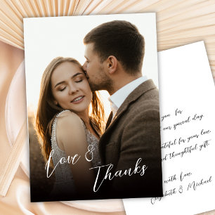 Love and Thanks 手書きスクリプト写真 ウェディング サンキューカード