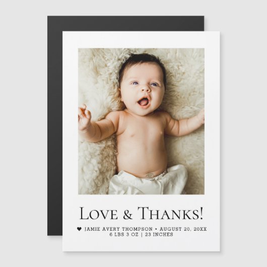 Love and Thanks Baby Photo Birth announcement (正面/裏面)