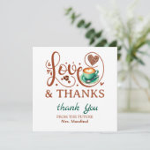 Love and Thanks Bridal Shower Wedding Coffee Theme サンキューカード (スタンド正面)