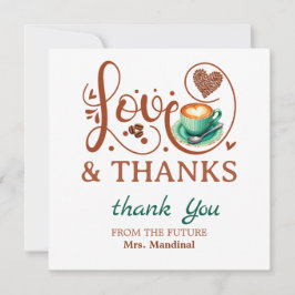 Love and Thanks Bridal Shower Wedding Coffee Theme サンキューカード