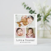 Love and Thanks Custom photo Collage Baby Shower ポストカード (スタンド正面)