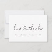 Love and Thanks minimal script ハート写真 small サンキューカード (正面)