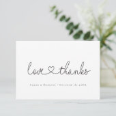 Love and Thanks minimal script ハート写真 small サンキューカード (スタンド正面)