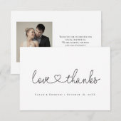 Love and Thanks minimal script ハート写真 small サンキューカード (正面/裏面)