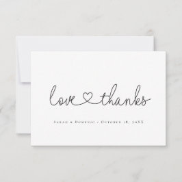 Love and Thanks minimal script ハート写真 small サンキューカード