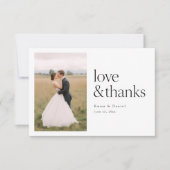 Love and Thanks Minimalist Chic Photo Wedding サンキューカード (正面)