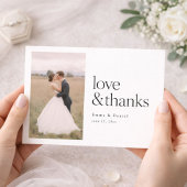 Love and Thanks Minimalist Chic Photo Wedding サンキューカード