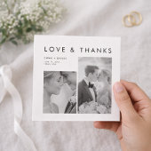 Love and Thanks Modern Minimalist Photo Wedding サンキューカード