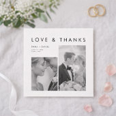 Love and Thanks Modern Minimalist Photo Wedding サンキューカード