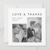 Love and Thanks Modern Minimalist Photo Wedding サンキューカード (正面)