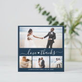Love and Thanks Navy Script Photo Collage Wedding (スタンド正面)