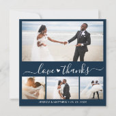 Love and Thanks Navy Script Photo Collage Wedding (正面)