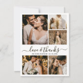 Love and Thanks Script 6 Photo Collage Wedding サンキューカード (正面)