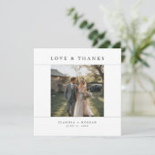 Love and Thanks Simple Modern Rustic Wedding Photo サンキューカード (スタンド正面)