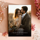 Love and Thanks Typography Elegant Photo Wedding サンキューカード