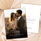 Love and Thanks Typography Elegant Photo Wedding サンキューカード