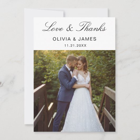 Love and Thanks White 結婚式サンクスカード サンキューカード (正面)