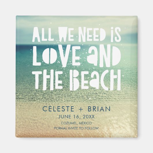 Love and the Beach Wedding Save the Date マグネット (正面)