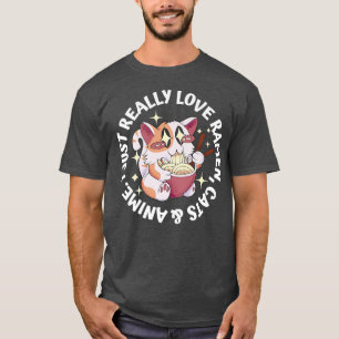 Love Anime, Cats & Ramen 日本の Girl Moe Otaku Tシャツ