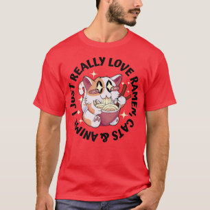 Love Anime, Cats & Ramen - Girl 日本の Moe Otaku Tシャツ